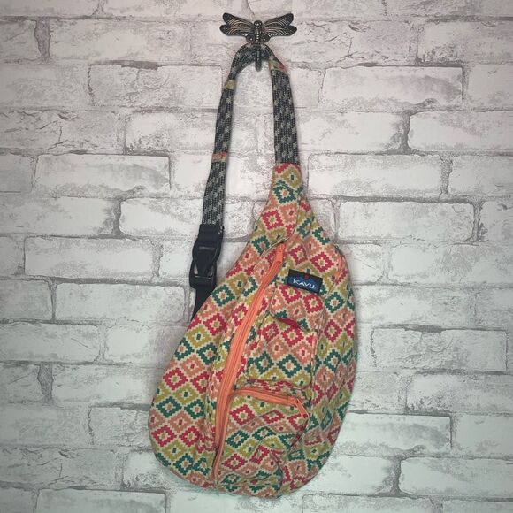 Kavu Rope Sling Zip up crossover Bag Spring pattern - Picture 1 of 10